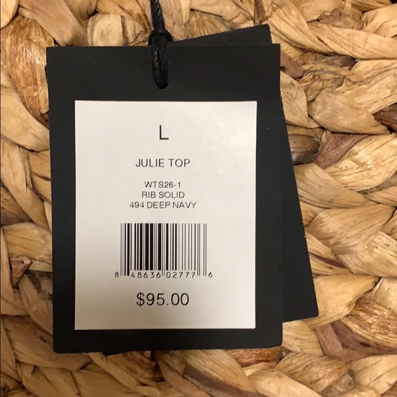 Onia Ribbed Bikini Bandeau Swim Top Navy Blue NWT - Picture 6 of 7